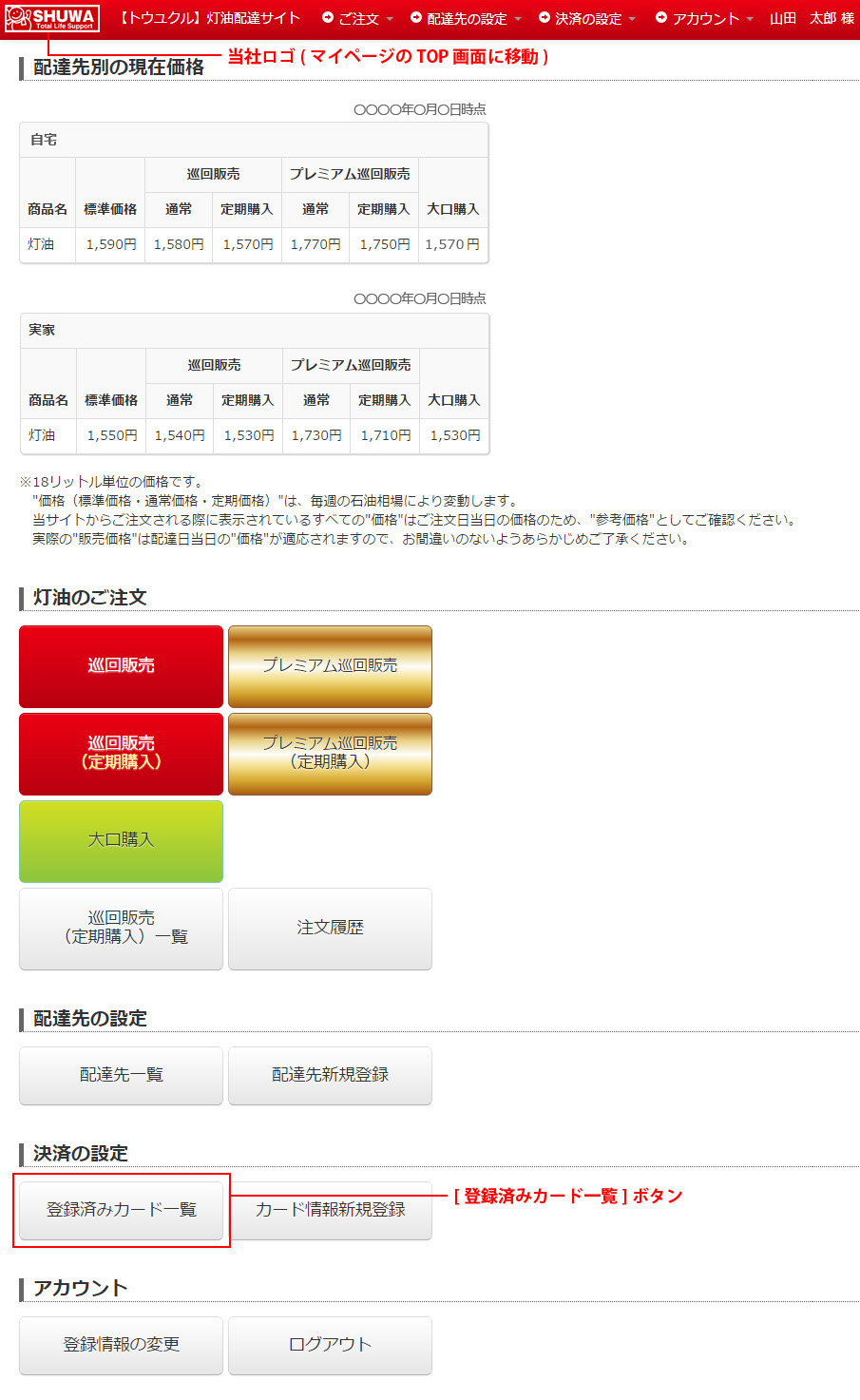 カード情報の変更・削除